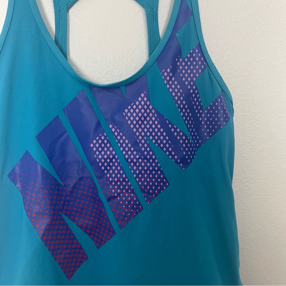 Nike Blue Racerback Tank Top Built in Bra - Picture 4 of 5